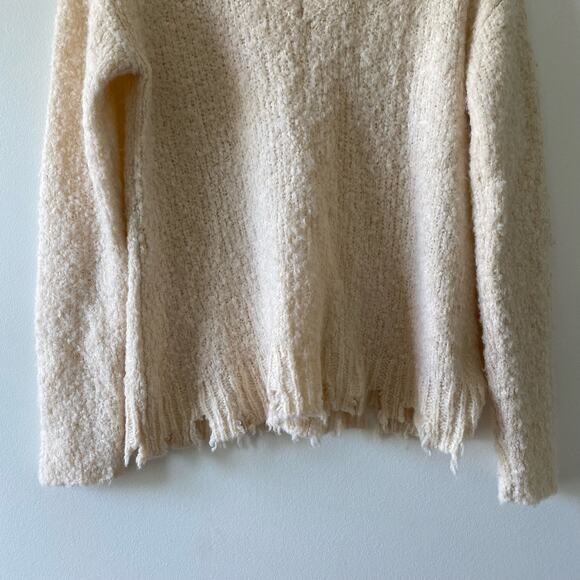 ATM ANTHONY THOMAS MELILLO Chenille Destroyed Ivory V-Neck Sweater Size Small - Picture 4 of 9
